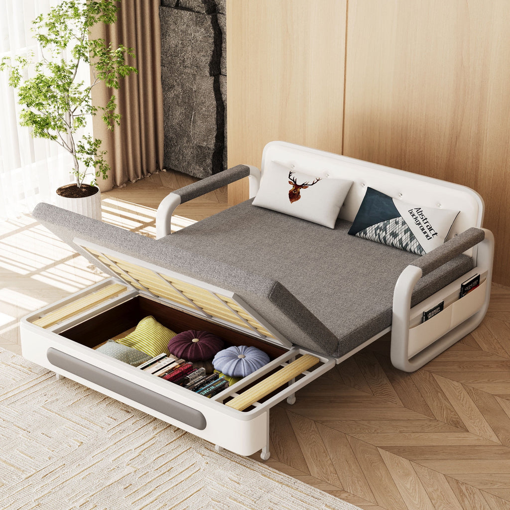 Furniture Modern Living 3-in-1 Sofa Bed, Gray Cotton-Linen with Assembly Tools
