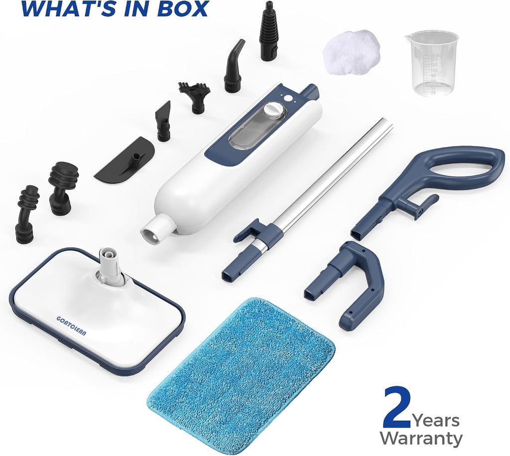 Steam Mop with Scent Pad Compartment, 1200W Multi-Purpose Steam Cleaner, 3 Steam Levels, 450ml Removable Water Tank, Self-Standing Design, Detachable Handheld Steamer, White